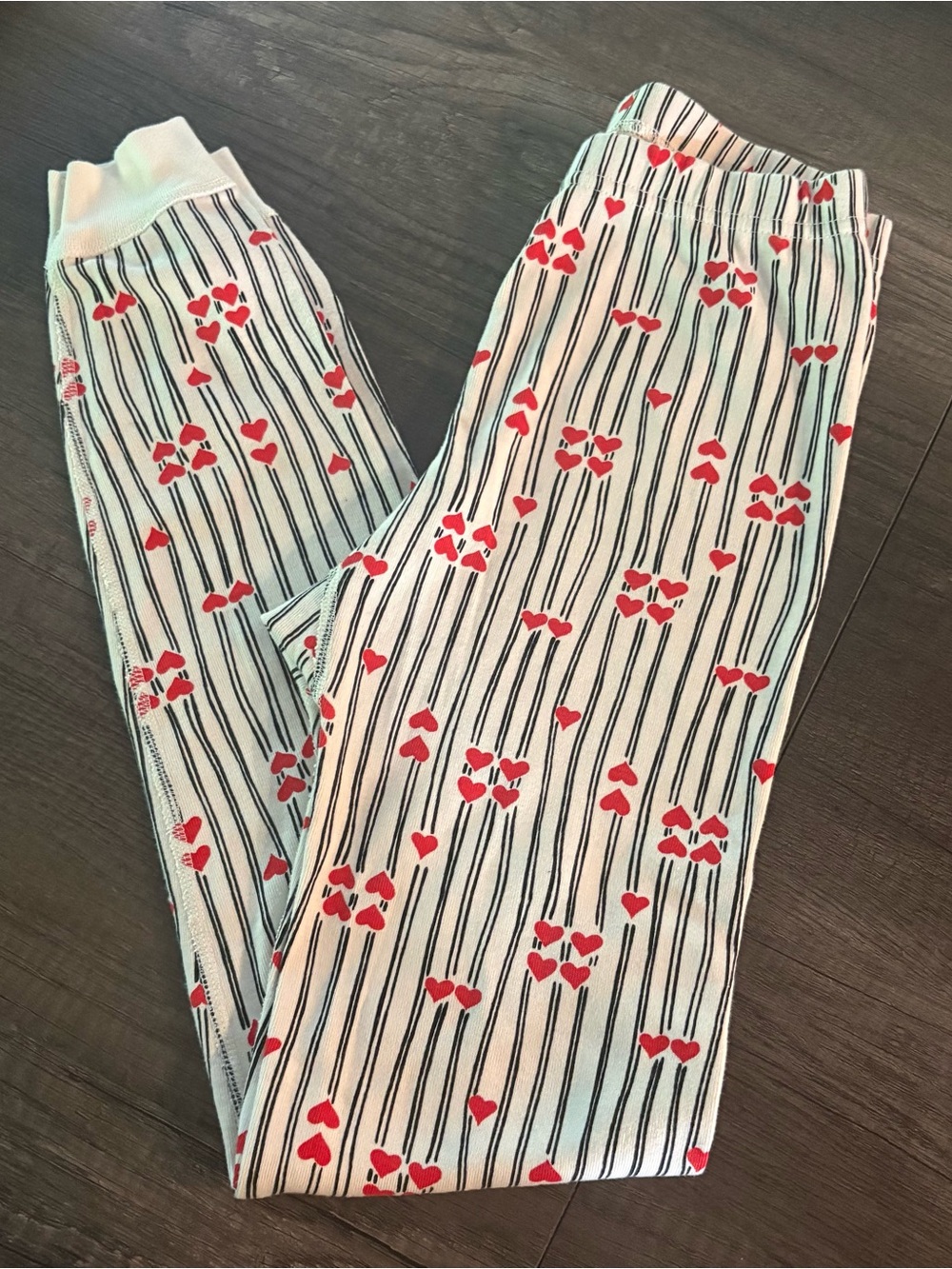 Hanna Andersson Girls Pajama Sleep Pants Hearts, Stripes Red Blue Size 150 (12)